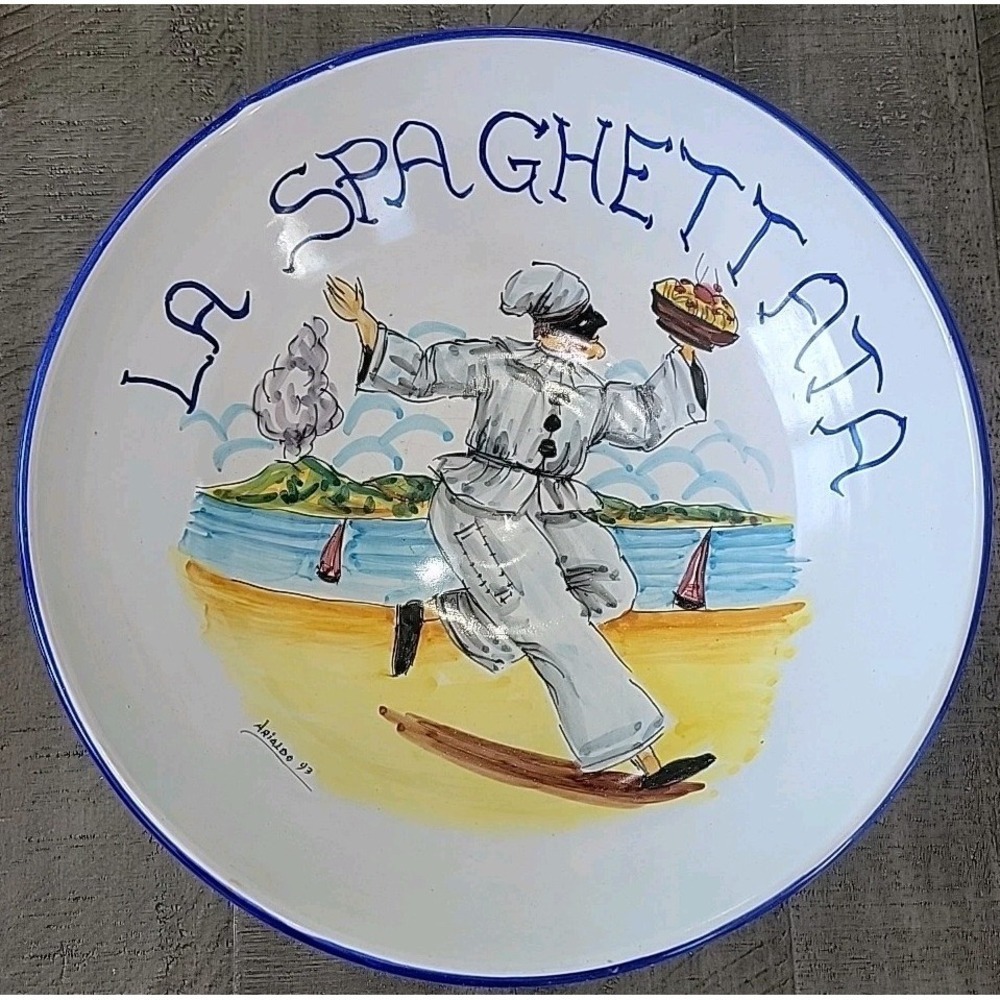GIOVANNI VIETRI La Spaghetta Serving Bowl Italy Italian Hand Painted Pottery HTF